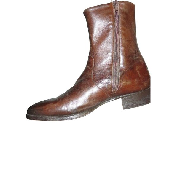 MORESCHI ITALY Genuine Italian Leather Boots in black size 8.5 Full zip Vintage